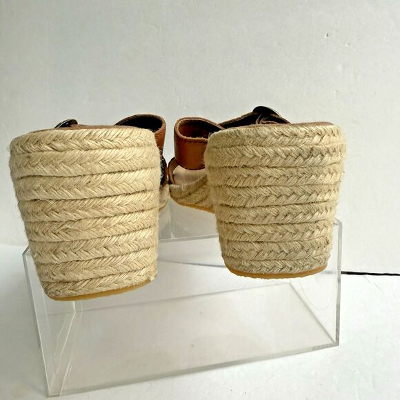 Hillard & Hanson Womens Dessa Caramel Cognac Leather Wedge Slip On Open Toe Sz 8 - Picture 6 of 9